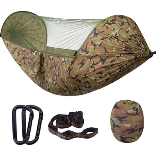 2021 Outdoor Automatic Quick Open Mosquito Net Tent Hammock Waterproof Portable Double Hammock Anti-mosquito for Garden Camping