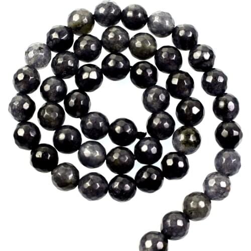 Natural Stone Beads Cut Surface Black Marble Loose Beads for Jewelry Making Needlework DIY Bracelet Strand 4-12 MM