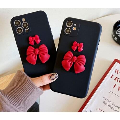 3D Cute Candy Bow Phone Holder Phone Case For Samsung Galaxy NOTE 10 8 9 20 ultra S20 FE 5G S8 S9 Plus S10 Lite S30 Card Case