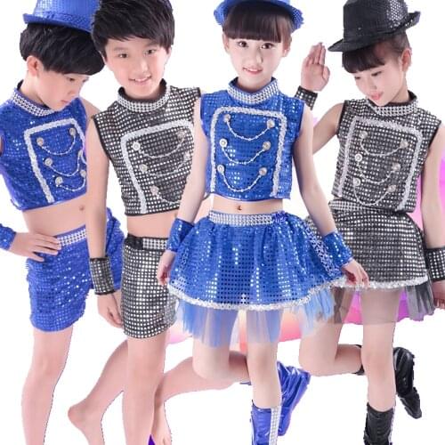 Childrens Jazz Dance Clothes Hip-hop Clothing Sequins DJ Dance Performance Dance Costume Kids Jazz