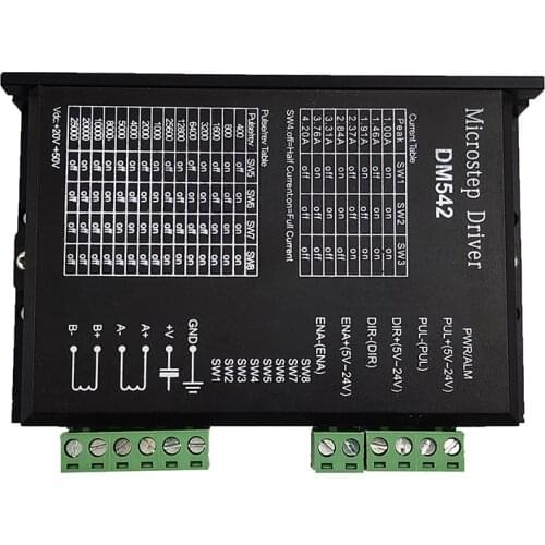 DM542 Stepper Motor Controller 2-phase Digital Stepper Motor Driver 18-48 VDC Max. 4.2A for 57 86 Series Motor