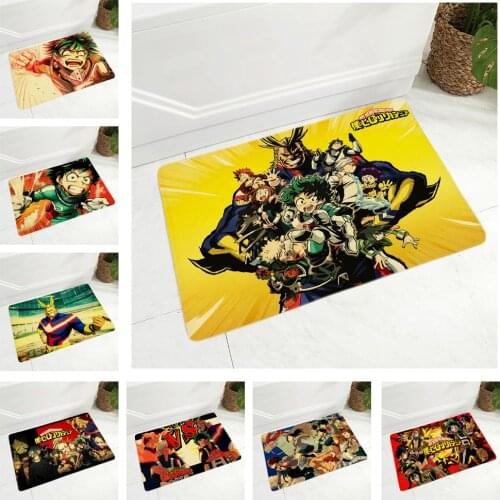 Cartoon Anime Art Print Door Mat Decor My Hero Academia Floor Door Mat for Kitchen Hallway Non-Slip Soft Flannel Carpet 40X60CM