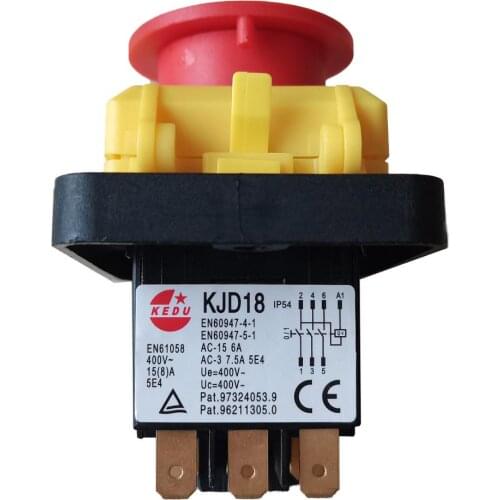 KEDU KJD18 Electromagnetic Switch Emergency Stop Pushbutton Switches for Industrial Machine Tool Equipment AC 250V 400V 15(12)A
