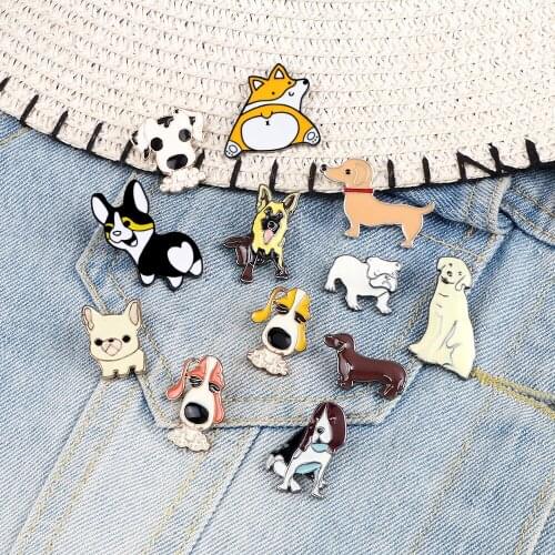 Cartoon Funny Dogs Enamel Brooches Cute Animals Badge Kids Backpack Icon Brooch Pins Unisex Jewelry Accessories Gift For Friends