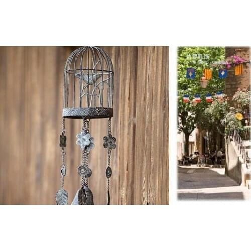 Bird cage design rustic retro metal wind bell