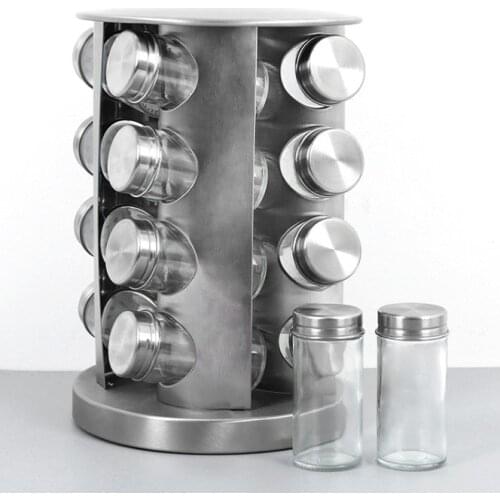Seasoning Jars With Rotating Brackets Bottle Set Cruet Condiment Holder Kitchen Storage Rack Organizer Household Accessories