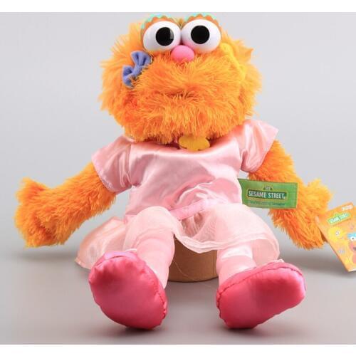 Sesame Street Plush Dolls Pink Girl Zoe Plush Hand Puppet Soft Stuffed Dolls 14" 35 CM Baby Educational Dolls