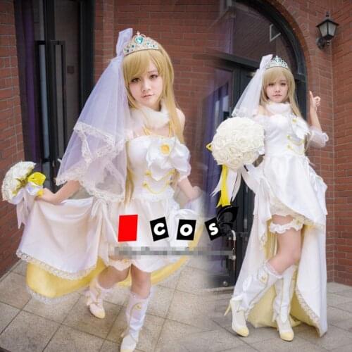 Minami Kotori Romantic Awaken Wedding Dress Cosplay Costume Halloween Christmas Cos Uniform H