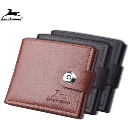 Mens wallet hasp short wallets for men made of natural leather PU wallet card holder perfect for you magnetic purses small