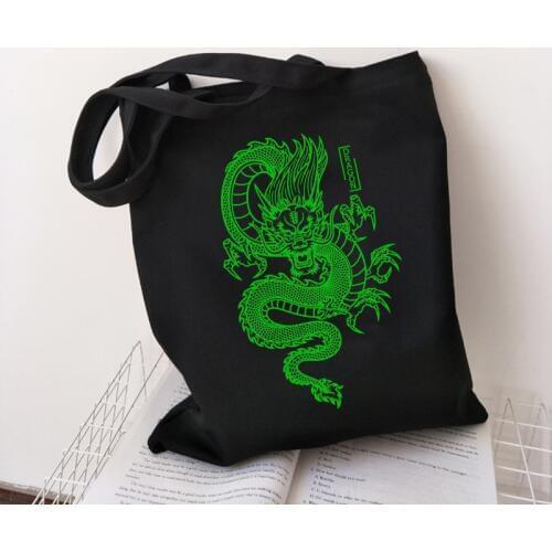 New Dragon Print bf Casual Men Harajuku Punk Large-Capacity Canvas Vingtae Ulzzang ins Hip Hop Women Zip Shoulder Bags