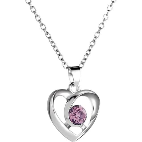 Lucky Hollow Love Heart Simple colored zircon Pendant Necklace Love Woman Mother Girl Gift Wedding blessing Jewelry