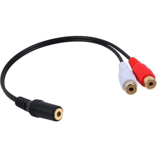 Gold Plated 3.5mm Jack Female to 2 Female Jacks Stereo Adapter Audio Splitter RCA (15cm) Black