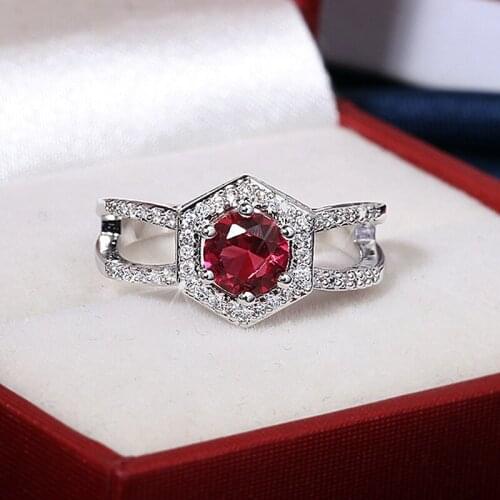 Simple Fashion Red Oval Female Jewelry AAAA Zircon Engagement Ring Ladies Jewelry Sterling Silver 925 Wedding Rings for Couples