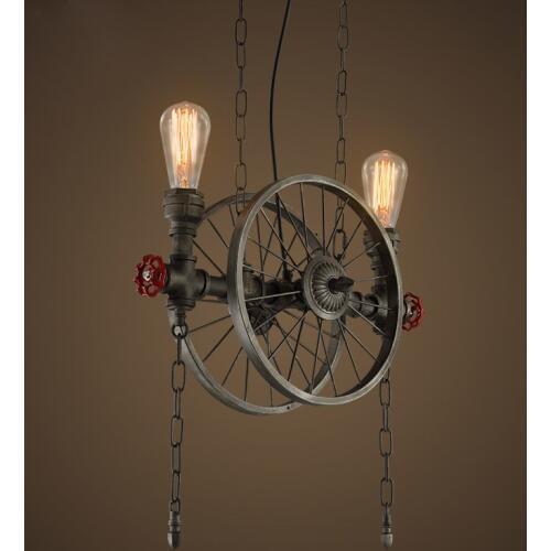RH LOFT Metal Wheel Pendant Light Vintage Industrial Lighting American Aisle hanging Lights Lamp 110V-220V