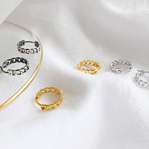 S925 Silver Color Earrings Vintage Chain Earring Simple Fashionable Student Silver Color Jewelry Girlfriend Gift Ladies Jewelry