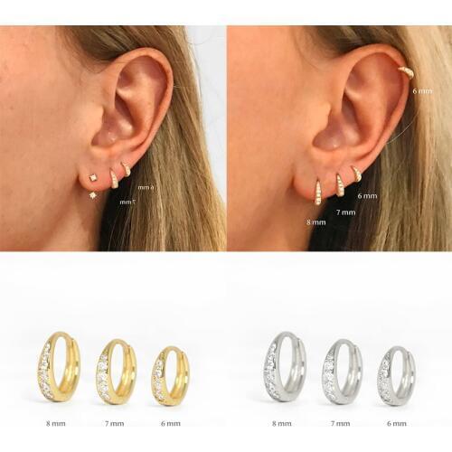 CANNER Minimalis 925 Sterling Silver Ear Bone Buckle Hoop Earrings for Women Men Party Bling Ziron Mujer Round Circle Pendients