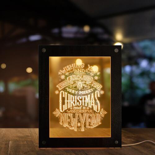 Christmas And New Year Gift Lighting Text Photo Frames Happy Christmas Happy New Year Home Decoration Atmosphere Calming Light