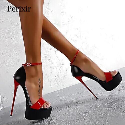 Perixir Design Women Platform 2021 Summer Newest Thin Super High Heel Pu Footwear Open Toe Large Size34-46 Sexy Lady Party Shoes