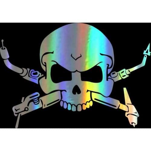 Car Sticker Vinyl 12.7*8.9cm Interesting Welders Skull Reflective Sticker On Car Funny 3D Stickers Decals Car Styling