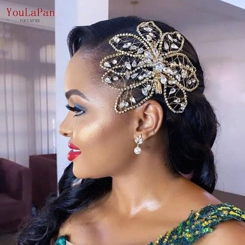 YouLaPan HP248 Multi Crystal Clips Bride Wedding Hair Duckbill Hair Ornament Rhinestone Hollow Flower Hair Clip for Bride/girl