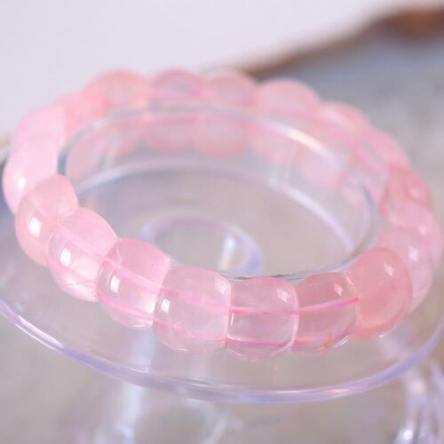 Bangle Natural Stone Gem Pink Crystal Bead Stretch Bracelet for Women Girls Jewelry Gift 8"1Pcs H013