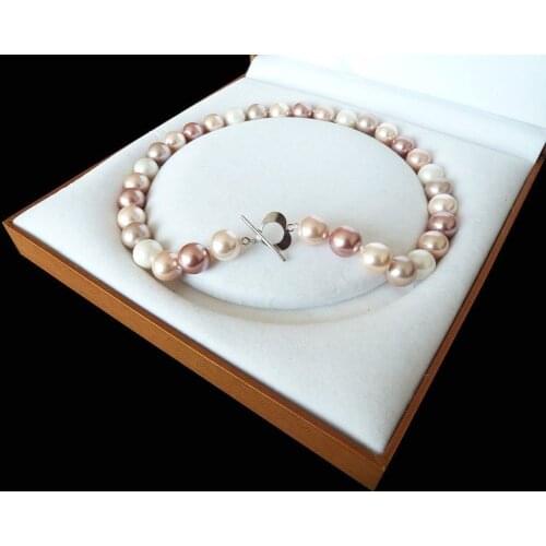 Women Gift word Love women Fashion Jewelry Rare Huge 12mm Genuine South Sea white pink purple Shell Pearl Necklace Heart Clasp 1