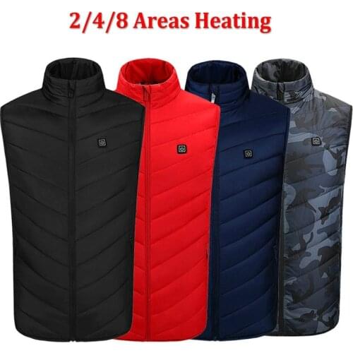 2/6/8/9 Areas Heated Vest Men Women Intelligent USB Electric Heated Jacket Winter Thermal Cycling Fishing Heating Clothing S-4XL