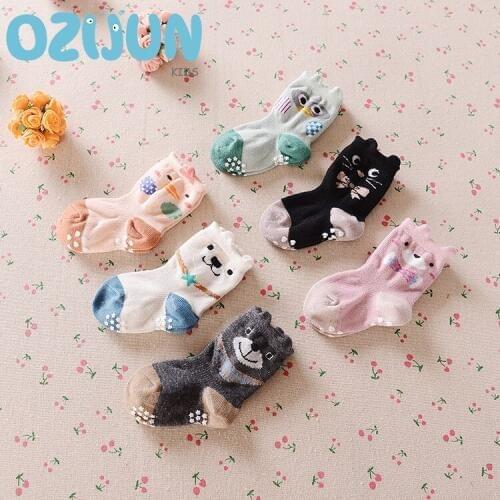 3 Pairs/lot Baby Boys Girls Cute Cartoon Cotton Anti Slip Short Socks Casual Meias Anti Slip Kids Boys Girls Socks S/M/L
