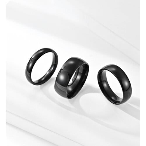 4/6/8mm Men Rings Black Golden Silver Color Simple Disign Stainless Steel Circle Male Fashion Jewelry Size 5 6 7 8 9 10 11 12 13