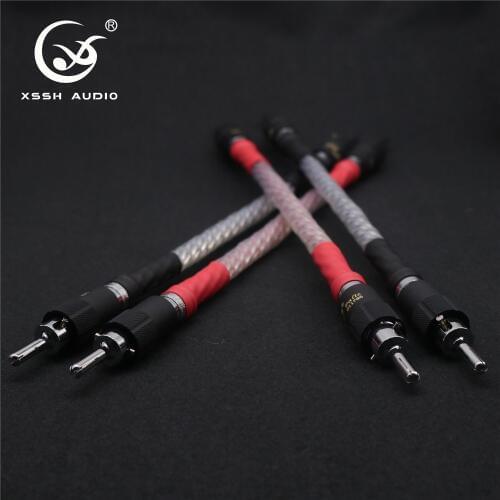 4pcs XSSH Audio Bi Wire 8 core IDY anoxic OFC copper silver plated audio Banana Plug Jumper Speaker Bi Cord Cable Wire
