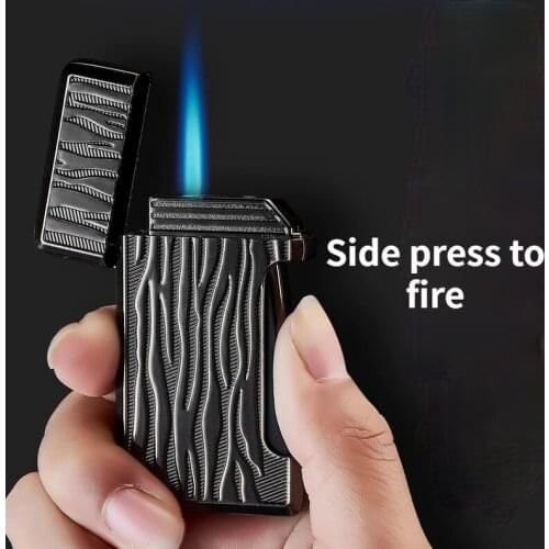 Side Ignition Butane Lighter Turbine Electroplating Windproof Torch Gas Jet Lighters Metal Cigarette Accessories Gifts For Men