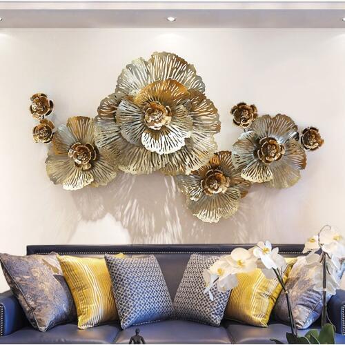 European Wall Hangings Wall Hangings Three-dimensional Wrought Iron Wall Peony Flowers Creative Home Wall Decorations