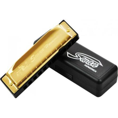10 Holes 20 Tone Gold plating Harmonica KeyC for Blues Harmonicas Instrument