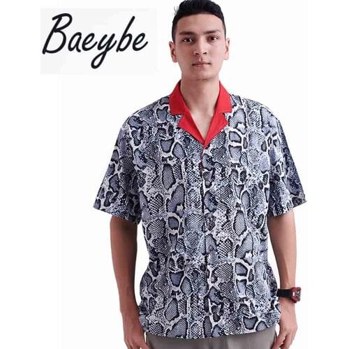 Hawaiian Printed Man Shirts Anime Snakeskin Pattern Shirt Streetwear Buttons HipHop Loose Top Male&Female Couple Sleeve Clothes