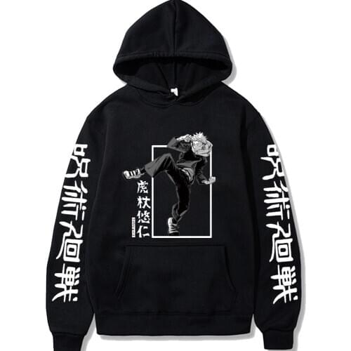 Hot Anime Jujutsu Kaisen Itadori Cloth Fashion Long Sleeve Loose Uniex Hoodie
