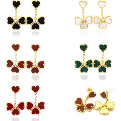 Hot Brand Heart Flower Fashion Jewelry For Women Flower Colorful Stone Heart Wedding Jewelry Earrings