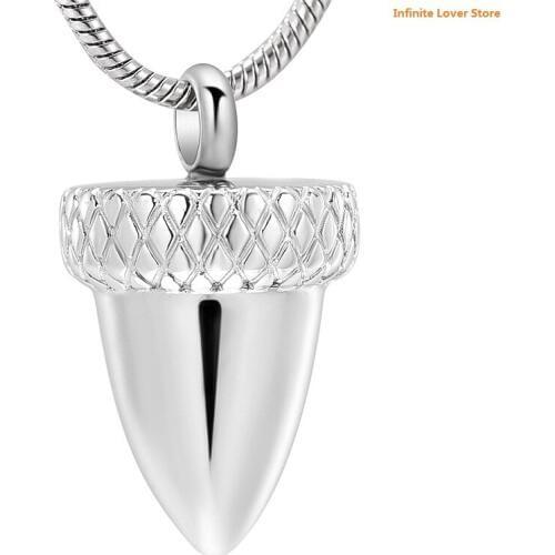 IJD9933 Gold Stainless Steel Acorn Keepsake Cremation Pendant,Wholesale Funeral Jewelry for Human Ashes
