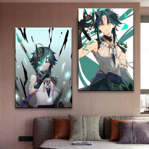 Xiao Genshin Impact Classic Japanese Anime Art Mural Poster Canvas Painting Childrens Room Living Room Home Wall Decoration