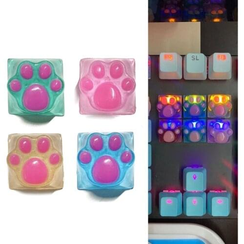 Kitty Paw Paws Handmade Customized OEM Resin Keycap Keyboard RGB Translucent
