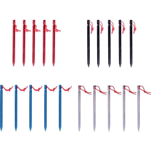 5pcs Lengthen Aluminum Alloy Ground Nails Camping Tent Pegs Stakes 23cm 17g