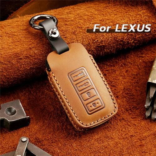 4 Buttons Real Leather Car Remote Key Fob Case Cover Chain For Lexus Accessories ES300h ES350 NX200t NX300h RC200t RC300 RC350