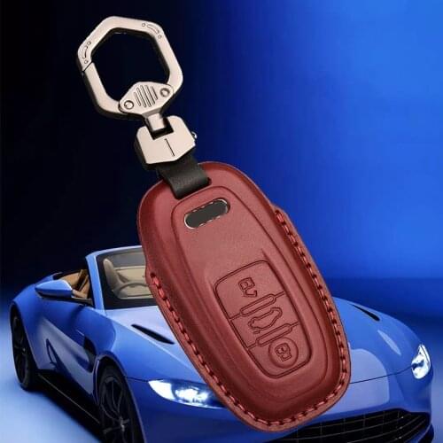 Leather Car Key Cover Case for Audi A1 A3 A4 A5 A6 A7 A8 Quattro Q3 Q5Q7 2009 2010 2011 2012 2013 2014 2015 Shell Accessories
