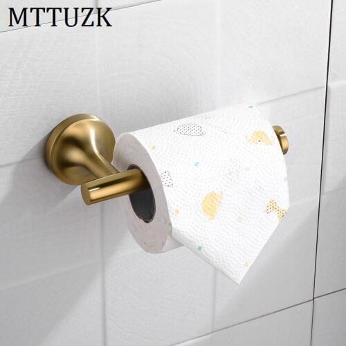 MTTUZK 304 Stainless Steel Brushed Gold Paper Holder Wall Mounted Toilet Tissue Holder Roll Tissue Paper Shelf Roller Holder