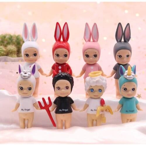 Cartoon Cute Angle and Devil Doll Decoration Car Ornaments Interior Dashboard Decoration Birthday Gift Home Decor