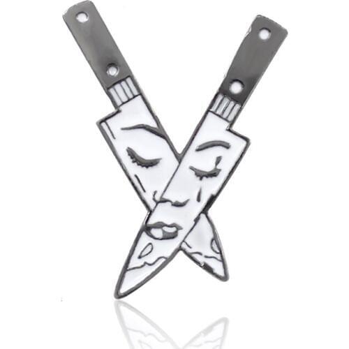 Cartoon Knifes Brooch Small Knife Double Knife Brooch A Weeping Girl My Girl Crying Brooch Backpack Jewelry Best Friends Gifts