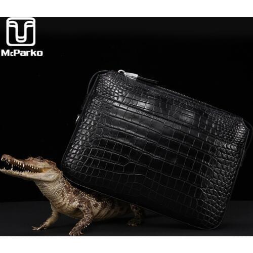 McParko Authentic Crocodile Leather Men Clutch Bags Genuine Leather Clutch Wallet Men Handy Bag Out Door Phone Wallets Luxury