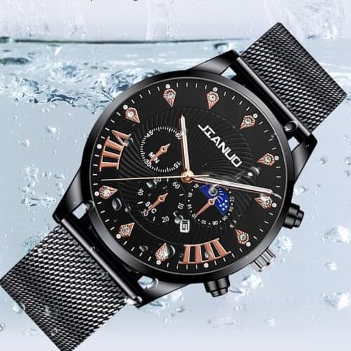 Fashion Casual Mens Watches Top Brand Luxury Living Waterproof Steel Belt Quartz Wristwatch for Men Male Analog Calendar Watch