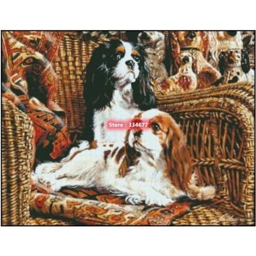 Cavaliers on Wicker Sewing Kit Top Quality Embroidery Sewing Needlework 14CT Unprinted Art Cross Stitch Kits DIY Handmade Decor
