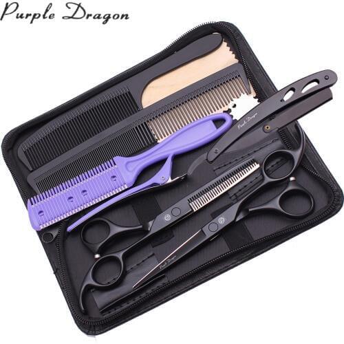 Scissors Set For hairdresser 5.5" 6.0" Purple Dragon Japan Stainless 1008# Hair Cutting Scissors Thinning Shears Hair Scissors