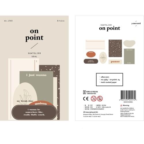 8pcs/Pack Korea Brand Suatelier On Point Paper Adhesive Deco Stickers Seal DIY Diary Craft Scrapbooking Decoration Supplies